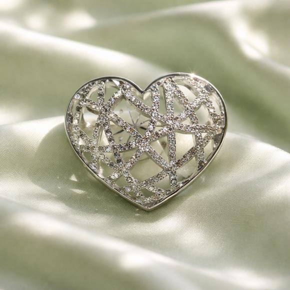 Napier Jewelry - Napier Silver Tone Open Heart Shaped Pin/Brooch